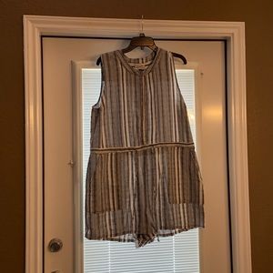 Gray and white romper